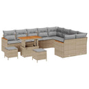 Havesofa Sæt med pude med opbevaring 12 pcs Beige Poly Rattan