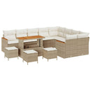 Havesofa Sæt med pude med opbevaring 13 pcs Beige Poly Rattan