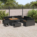 Havesofa Sæt med pude 13 pcs Sort polyrattan