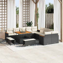 Havesofa Sæt med pude 13 pcs Sort polyrattan