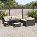 Havesofa Sæt med pude 13 pcs Sort polyrattan