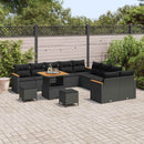 Havesofa Sæt med pude 13 pcs Sort polyrattan