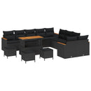 Havesofa Sæt med pude 14 pcs Sort polyrattan