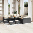 Havesofa Sæt med pude 18 pcs Sort og Cream polyrattan