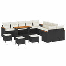 Havesofa Sæt med pude 18 pcs Sort og Cream polyrattan