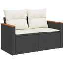 Havesofa Sæt med pude 18 pcs Sort og Cream polyrattan