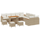 Havesofa Sæt med pude 18 pcs Beige og creme polyrattan
