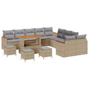 Havesofa Sæt med pude 18 pcs Beige og lys grå polyrattan