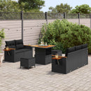 Havesofa Sæt med pude 10 pcs Sort polyrattan