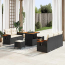 Havesofa Sæt med pude 10 pcs Sort og Cream polyrattan