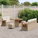 Havesofa Sæt med pude 10 pcs Beige og creme polyrattan