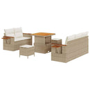 Havesofa Sæt med pude 10 pcs Beige og creme polyrattan