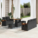 Havesofa Sæt med pude 10 pcs Sort polyrattan