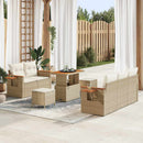Havesofa Sæt med pude 10 pcs Beige og creme polyrattan