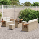 Havesofa Sæt med pude 10 pcs Beige og creme polyrattan