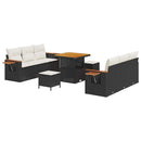 Havesofa Sæt med pude 11 pcs Sort og Cream polyrattan