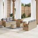 Havesofa Sæt med pude 11 pcs Beige og lys grå polyrattan