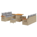 Havesofa Sæt med pude 11 pcs Beige og lys grå polyrattan