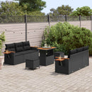 Havesofa Sæt med pude 11 pcs Sort polyrattan