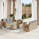 Havesofa Sæt med pude 11 pcs Beige og lys grå polyrattan