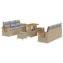 Havesofa Sæt med pude 11 pcs Beige og lys grå polyrattan
