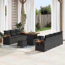 Havesofa Sæt med pude 13 pcs Sort polyrattan