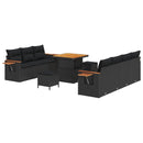 Havesofa Sæt med pude 13 pcs Sort polyrattan