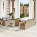 Havesofa Sæt med pude 13 pcs Beige og lys grå polyrattan