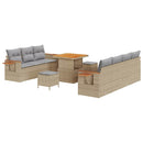 Havesofa Sæt med pude 13 pcs Beige og lys grå polyrattan