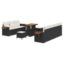 Havesofa Sæt med pude 13 pcs Sort og Cream polyrattan