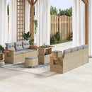 Havesofa Sæt med pude 13 pcs Beige og lys grå polyrattan