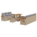 Havesofa Sæt med pude 13 pcs Beige og lys grå polyrattan