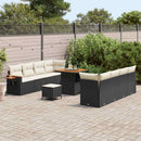 Havesofa Sæt med pude 12 pcs Sort og Cream polyrattan