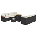 Havesofa Sæt med pude 12 pcs Sort og Cream polyrattan