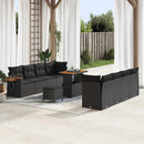 Havesofa Sæt med pude 12 pcs Sort polyrattan