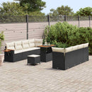 Havesofa Sæt med pude 12 pcs Sort og Cream polyrattan