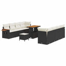 Havesofa Sæt med pude 12 pcs Sort og Cream polyrattan