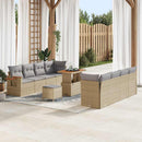 Havesofa Sæt med pude 12 pcs Beige og lys grå polyrattan