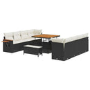 Havesofa Sæt med pude 12 pcs Sort og Cream polyrattan