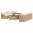 Havesofa Sæt med pude 12 pcs Beige og creme polyrattan