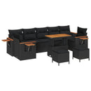 Havesofa Sæt med pude 13 pcs Sort polyrattan