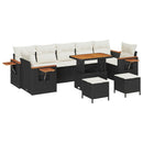 Havesofa Sæt med pude 13 pcs Sort og Cream polyrattan