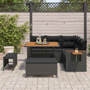 Havesofa Sæt med pude 9 pcs Sort polyrattan