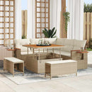 Havesofa Sæt med pude 9 pcs Beige og creme polyrattan