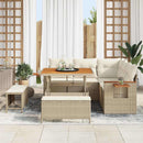 Havesofa Sæt med pude 9 pcs Beige og creme polyrattan