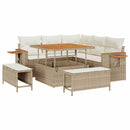 Havesofa Sæt med pude 9 pcs Beige og creme polyrattan
