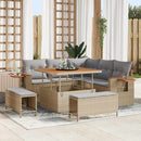 Havesofa Sæt med pude 9 pcs Beige og lys grå polyrattan