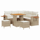 Havesofa Sæt med pude 9 pcs Beige og creme polyrattan