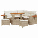 Havesofa Sæt med pude 9 pcs Beige og creme polyrattan