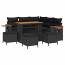 Havesofa Sæt med pude 10 pcs Sort polyrattan